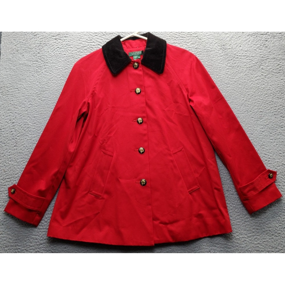 Vtg Lauren Ralph Lauren Horse Riding Coat Womens P/M Red Equestrian 90's RARE